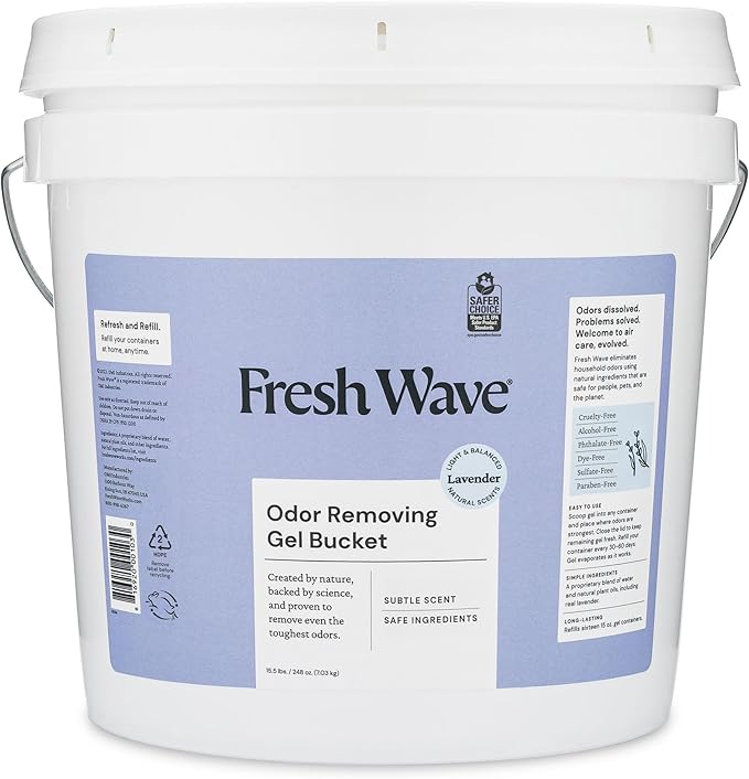 Fresh Wave Odor Removing Gel Bucket, 15.5 lb. (248 oz.) | Lavender Scent Refill | Odor Absorbers for Home | Safer Odor Relief | Natural Plant-Based Odor Eliminator | For Cooking, Trash & Pets