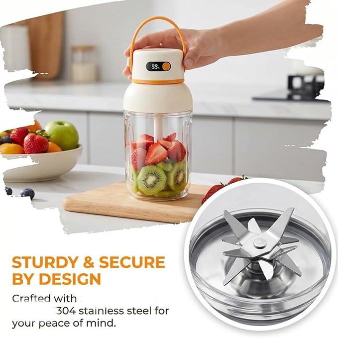 Multifunctional Portable Juicer Cup, Portable Electric Juicer Cup with Zero Cord Hassle, USB-C Rechargeable Travel Juicer for Home, Gym, Office and Outdoor (800ml, 1)