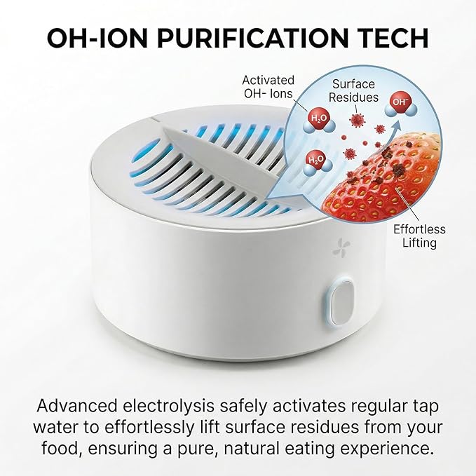 Fruit and Vveggie Cleaner Produce Cleaner - Cordless Produce Washer, OH-ion Portable Food Device for Surface Residues, IPX7 Waterproof (1)