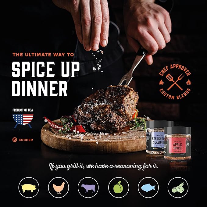 Grilling Spice Set Grill Seasoning Gifts, 20 Unique Spices and Seasonings Jars Gift Set, BBQ Gifts For Men, Dad, Husband, Father, Flavors Like Chili, Cajun, Garlic, Steak, Rub, Herbs, Blend and More