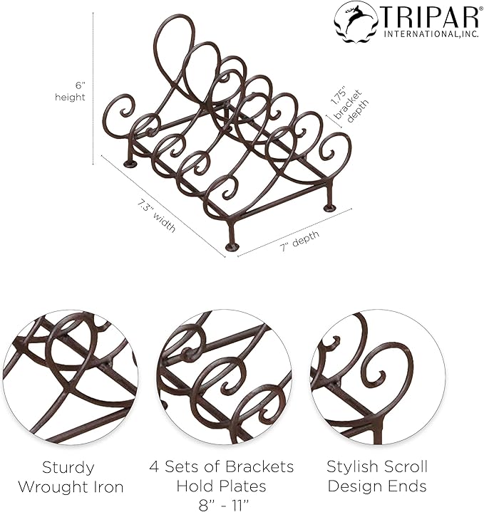 TRIPAR Baldwin 4 Place Plate Holder Kitchen Organizers And Storage