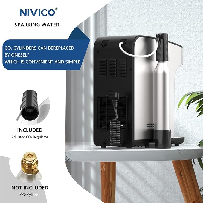 Carbonator, Soda Maker, Ice Cold Sparkling Water Maker, Water Cooler, Compatible with Screw-in 60L CO2 Cylinder (Not Included), Carbonator with 1.5L water tank, Touch Screen (Starry Silver)