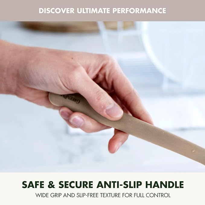 GreenPan Silicone Basting Brush, Cooking Kitchen Utensil, Sauce Marinades BBQ Grill Bake, Flexible Rubber Nonstick Cookware, Steel Core Heat-Resistant, Anti-Slip Handle BPA-Free Dishwasher Safe, Taupe