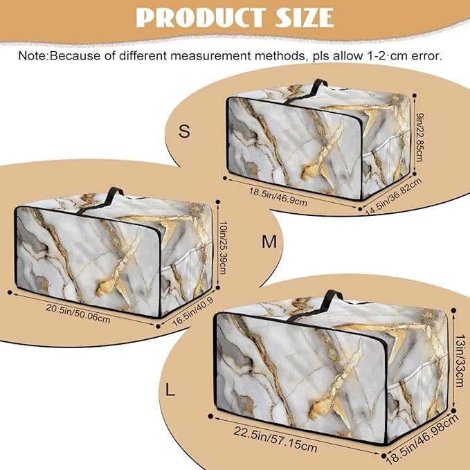 Toaster Oven Dust Cover with Storage Pockets, Protective Decorative Smart Oven Cover for for Kitchen Countertop, S, 14.5 x 18.5 x 9 Inches, White Gold Gray Marble