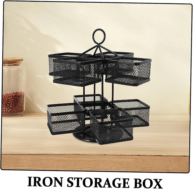 OUNONA 360degree Tea Bag Storage Box Rotating Carousel Creamer Sugar Packet Holder Kitchen Organizer Hotel Storage Box