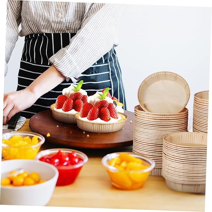 200pcs Mini Tart Pans Round Bottom Small Pans Oven Microwave Safe Baking Cups Non-stick Tart Trays for Baking Tools