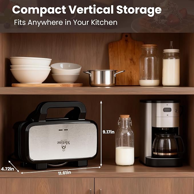 Waffle Maker with Removable Plates, 3-in-1 Sandwich maker and waffle and pancake maker, Nonstick Plates, 5-Level Browning Control & Ready Indicator Lights, Easy to Clean for Family Breakfast