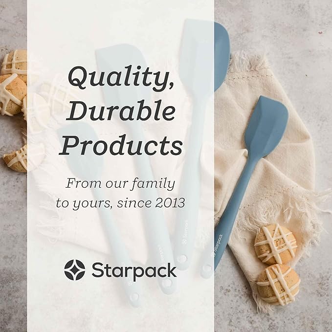 Starpack 'Scrape & Stir' Silicone Spatula (11 Inch) - 600°F Heat Resistant Spatula Set - Food Grade Kitchen Spatulas - LFGB Grade Nonstick Baking and Cooking Rubber Spatulas Set