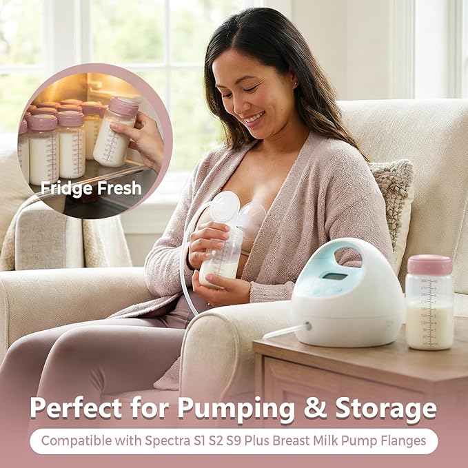6PCS Breastmilk Storage Bottle, BPA Free Wide-Neck Spectra Bottles for Pumping, Storage Collection Baby Bottles for Fridge & Momcozy Breast Milk Cooler, Breastfeeding Bottle, 10 oz