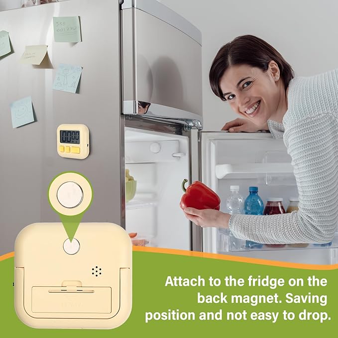 Weewooday 24 Pcs Digital Kitchen Timer Magnetic Timer Bulk On/Off Switch Minute Second Count up Countdown Loud Alarm for Exercise Cook Baking (Candy Green,Eggshell Yellow)