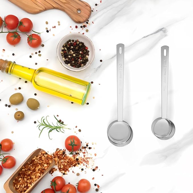 LEIFENY 2PCS 1 Tablespoon Coffee Scoop, Long Handle Measuring Spoon, One tbsp (15ml) Stainless Steel Scooper