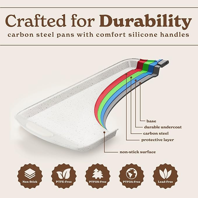 Country Kitchen Nonstick Stackable Bakeware Set - Durable, Easy Release Baking Set, Cream, 14 Pcs
