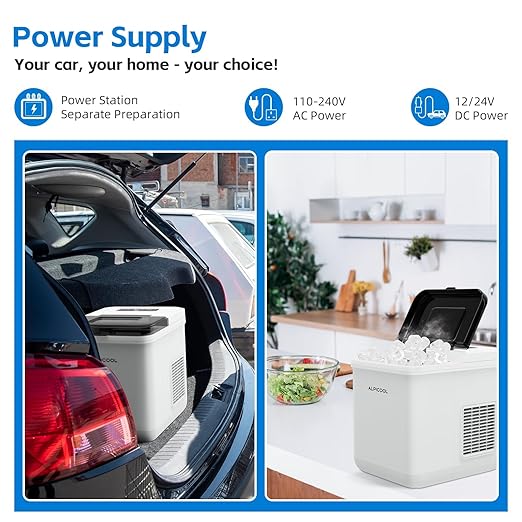Alpicool Countertop Bullet Ice Maker, Ice Machine 9 Cubes in 8 Mins, 24Lbs/24H, Portable Ice Maker with Basket and Scoop for Home/Party/RV/Camping