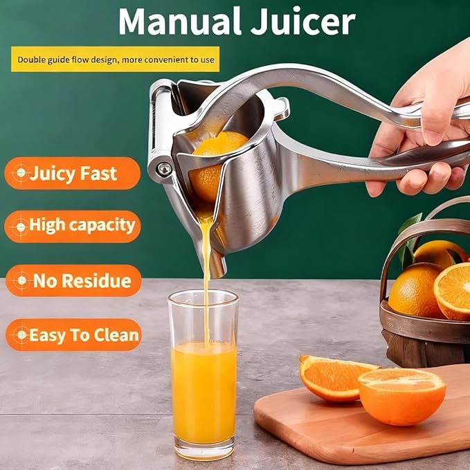 Hand Juicer Squeezer, Aluminum Alloy Fresh Fruit Juice Extractor, Fruit Juice Handheld Press Squeezer with Seed Filter, Heavy Duty Manual Hand Press Juicer for Orange Pomegranates Apple Lemon Lime (2)