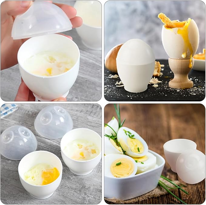 Mikinona 10pcs White Microwave Egg Steaming Cups Egg Holder Mini Cooker for Home Kitchen Steamed Bowls Specialty Cookware
