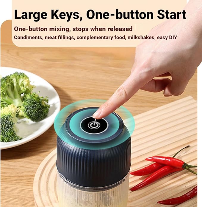 2026 New Electric Garlic Chopper, Mini Portable Veggie Chopper, Small Cordless Garlic Choppers Mincer, USB Rechargeable, 350ML Electric Mini Veggie Cutter for Onion, Garlic, Chili, Ginger (Blue)