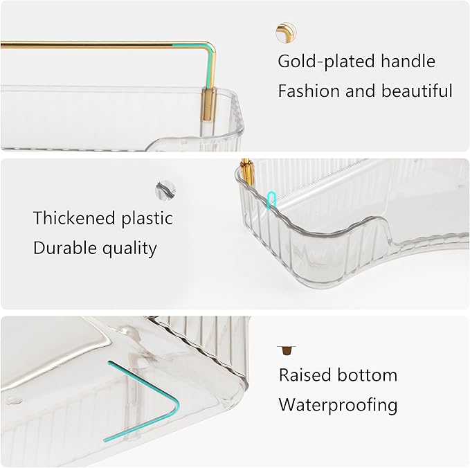 YCIA&DONE Rotating Makeup Organizer and Corner Bathroom Organizer Countertop Clear