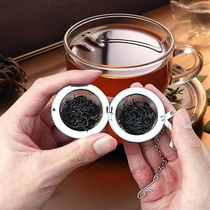 2Pcs Stainless Steel Mesh Tea Infuser, 2.1 inch Tea Ball with Crystal Moon Pendant,Tea Strainer Tea Diffuser Tea Steeper for Filtering Tea,Tea Infusers for Loose Tea (Crystal Moon, 2PC)