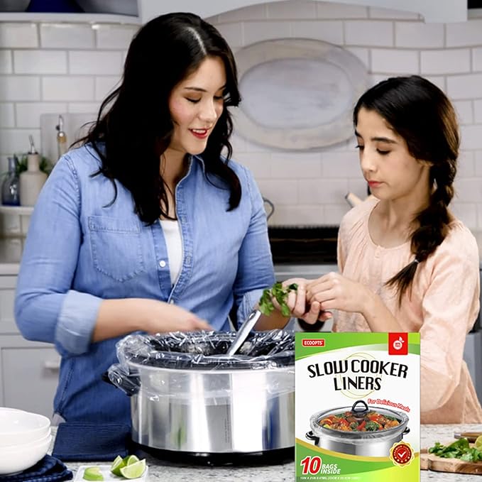 ECOOPTS Slow Cooker Liners Disposable Cooking Bags Small Size Pot Liners Fit 1QT to 3QT Suitable for Oval & Round Pot (10)