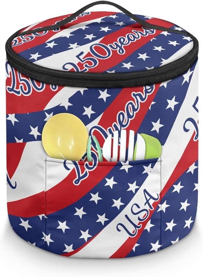 Stars and Stripes Pressure Cooker Dust Cover for America250 Zipper Clouse Slow Cooker Storage Bag Pressure Cooker Organizer Bag Insulated Carrier for 6 Qt Pressure Cooker