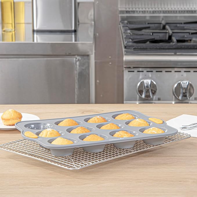 Restaurantware Silicone Baking Molds Pack of 40 Non-Stick Muffin Molds with Handles 12 Compartments, Oven-Friendly Dishwashable Freezer-Friendly Heat-Resistant Gray Silicone Cupcake Muffin Pans