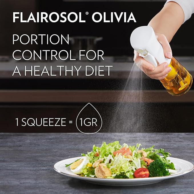 FLAIROSOL OLIVIA 130ml and 200ml Glass Olive Oil Sprayer, Olive Oil Sprayer for Cooking, Kitchen, Air Fryer, Salad, BBQ (Golden Leaves)