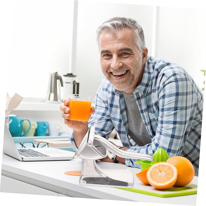 Manual Aluminum Alloy Citrus Juicer Handheld Lemon Squeezer with Stable Base and Outlet Portable Fruit Press for Home and Professional