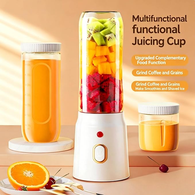 Portable Blender Cup,Electric USB Juicer Blender,Portable Juicer For Shakes and Smoothies, juice,450ml, ten Blades Great for Mixing