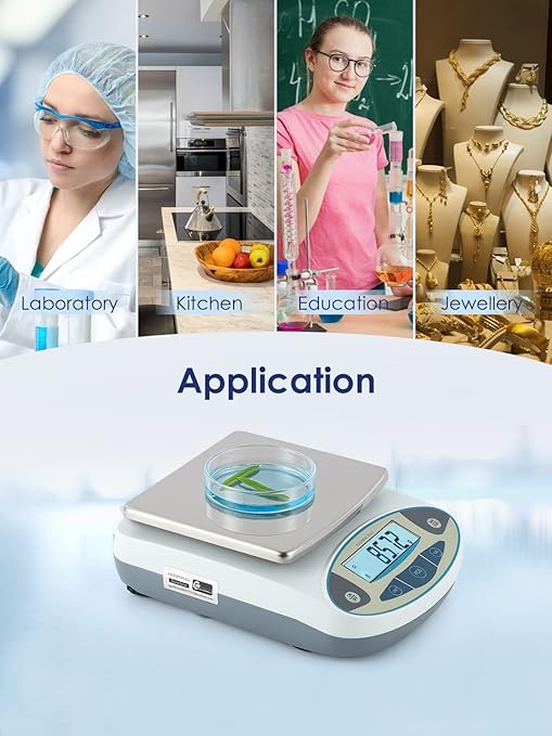 CGOLDENWALL Lab Scale 5000gX0.01 Gram High Precision Laboratory Balance Electronic Scientific Weighing Scale Without Calibration Weight