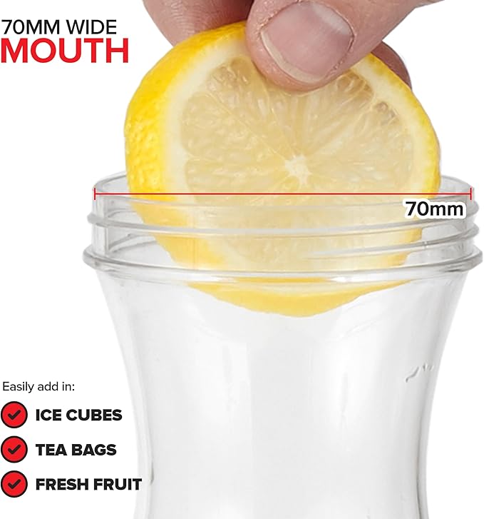 50oz Plastic Juice Carafe with Black Lids (6 Pack) 50 oz Carafes for Mimosa Bar, Drink Pitcher with Lid, Milk Container, Clear Beverage Containers for Fridge, Pantry Storage, Square Pitchers