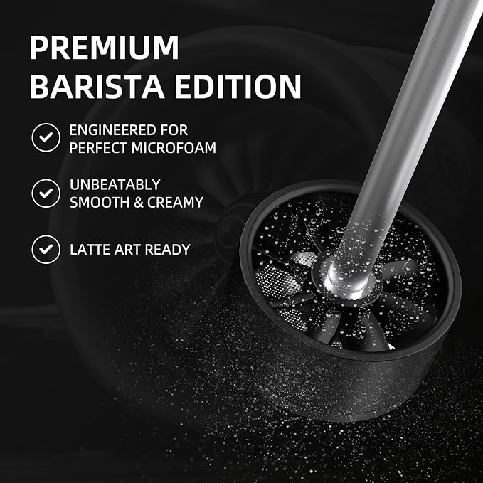Bincoo Performance Milk Foamer - Dual Speed, Waterproof, Stainless Steel, Ultra Fast Handheld Drink Mixer - Create Barista Microfoam in 60 Seconds for Latte, Cappuccino & Coffee at Home (White)