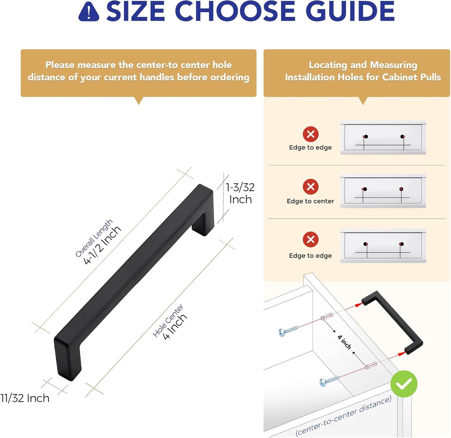 Ravinte 25 Pack Solid 4 Inch Center to Center Slim Square Bar Drawer Handles - Cabinet Hardware in Matte Black - Kitchen Handles and Pulls