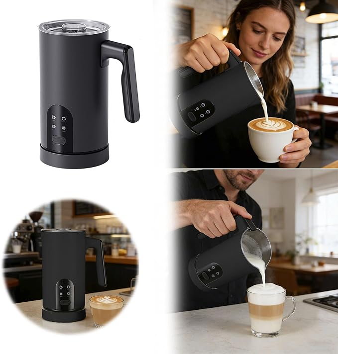 Electric Milk Frother, 4-in-1 Automatic Milk Steamer & Foamer 11.8oz/350ml, Automatic Warm and Cold Foam Maker and Milk Warmer for Latte, Cappuccinos, Macchiato (B)