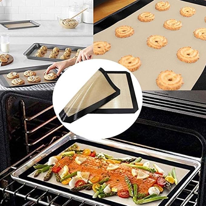 Cabilock 4pcs Nonstick Silicone Baking Mats Oven Liners for Easy Cleanup Reusable Bake Pans Cushions for Macarons and Pastries