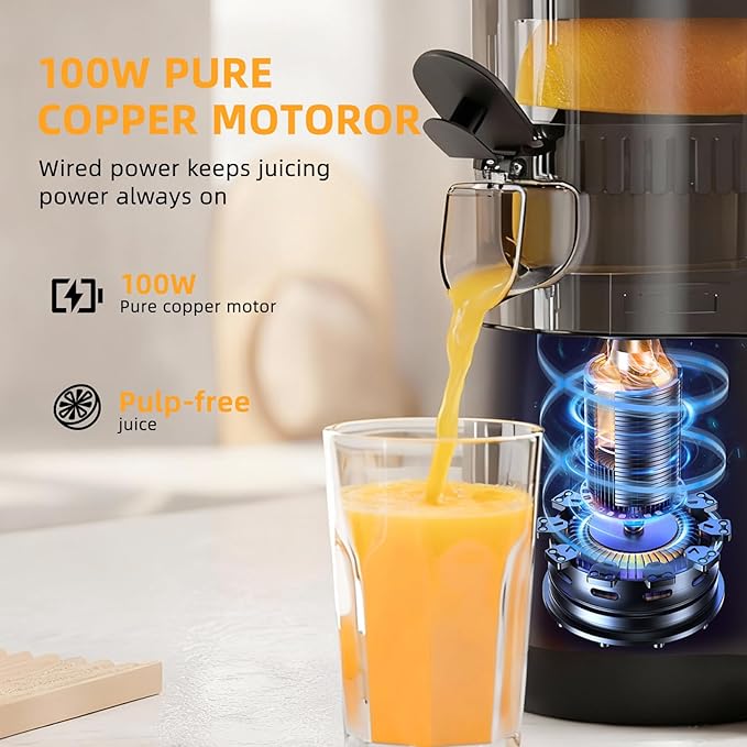 Electric Citrus Juicer, Hand-Free Citrus Juicer Machine with Cleaning Brush, High-Performance Automatic juice press for Lemon, Lime, Grapefruit, Pomegranate, Easy to clean