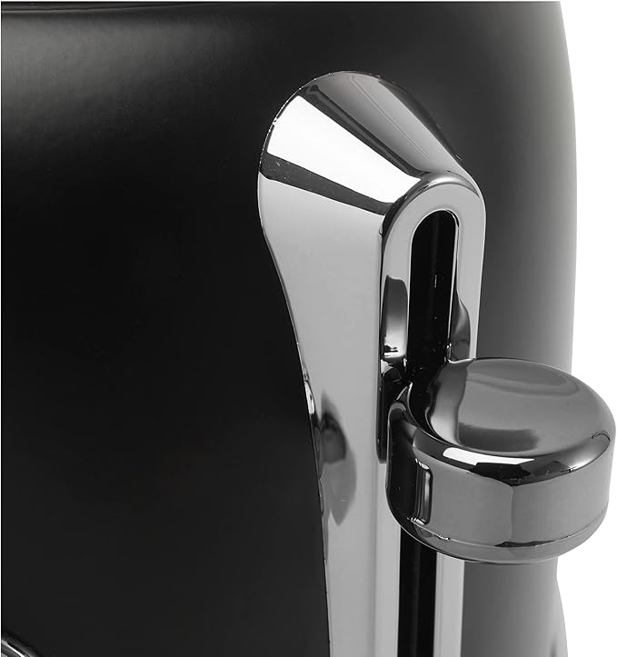 Haden Heritage 2 Slice Wide Slot Stainless Steel Toaster with Adjustable Browning Control & Non-Slip Feet, Black & Chrome