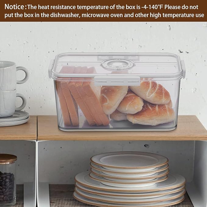 Gifhomfix Bread Box Bread Boxes for Kitchen Counter Airtight, Time Recording Bread Storage Container with Lid, Bread Keeper for Homemade Bread, Toast, Bagel, Donut and Cookies, White