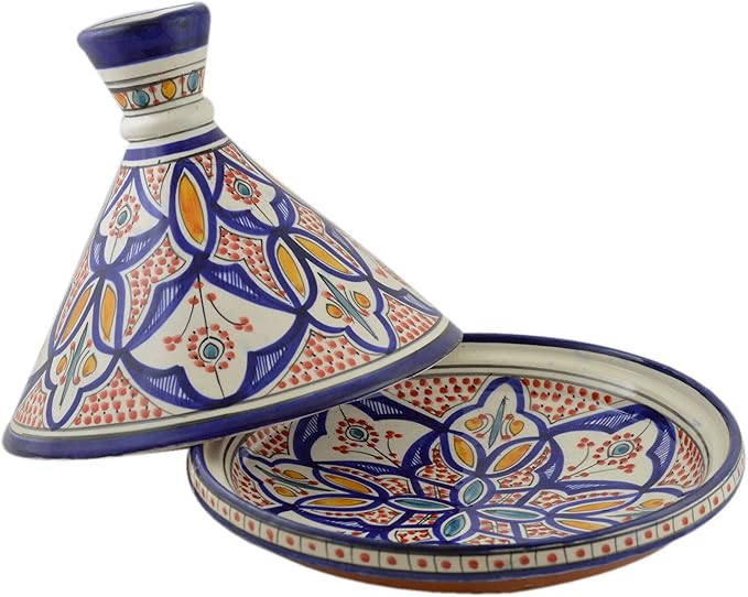 Moroccan Handmade Serving Tagine Exquisite Ceramic With Vivid colors Original large 12 inches Across