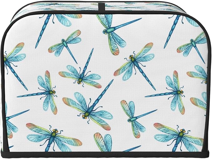 Blue Dragonflies Covers for Toasters 4 Slice,Cute Funny Bread Machine Cover with Handle,Washable Stain Resistant Kitchen Small Appliance Cover Dining Decor