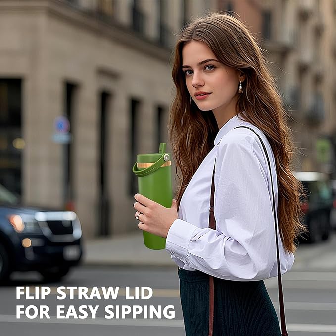 30 oz Tumbler Bulk with Handle and Straw, Vacuum Insulated Tumblers with Flip Straw and Top Handle, Leakproof Powder Coated Tumbler, Stainless Steel Travel Mug for Coffee Water (Mixed, 8 Pack)