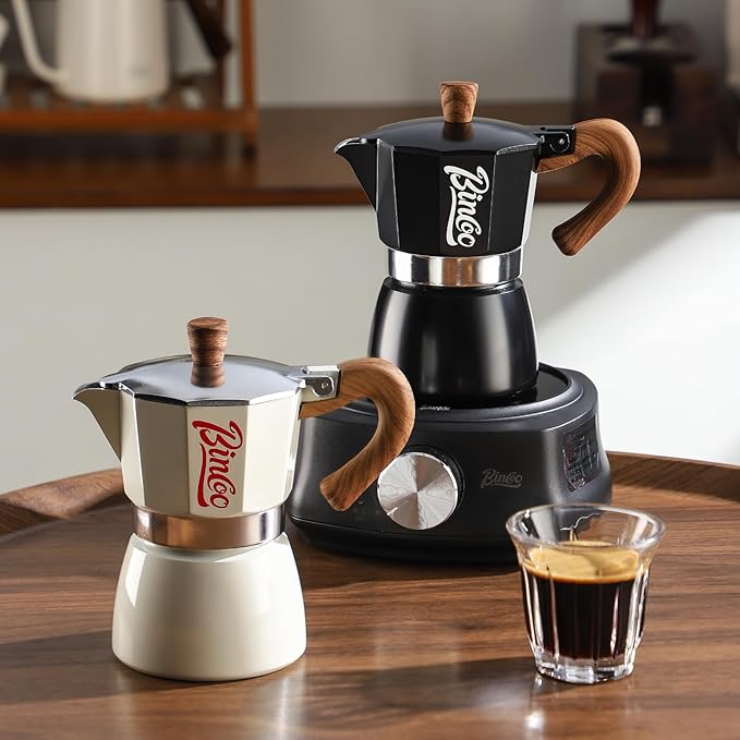 Espresso Maker Stovetop, Moka Pot 3 Cups, Espresso Pot Classic Italian Coffee Maker,Single Safety Valve (Black, 3 Cup)