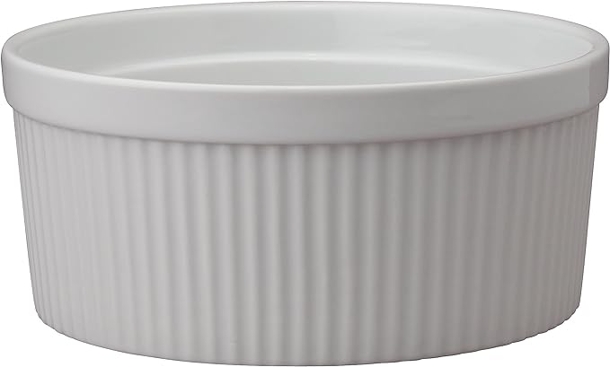 HIC Kitchen Souffle, Fine Porcelain, For Baking Souffles, Casseroles, Side Dishes, And Desserts, 64-Ounce (2-Quart) Capacity
