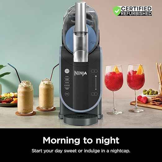 Ninja FS301 Professional Maker with RapidChill Technology, 88 oz Drink & Slushie Machine, 5 Preset Programs, Frozen Margaritas, Frappés, and More, Premium Accents, Black (Renewed)