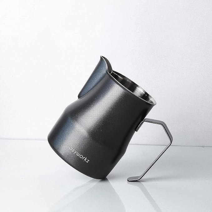 Easyworkz Espresso Steaming Pitcher Stainless Steel 12 oz Latte Art Cup（Sliver）, Bundled with Easyworkz Espresso Steaming Pitcher Stainless Steel 12 oz Latte Art Cup（Black）
