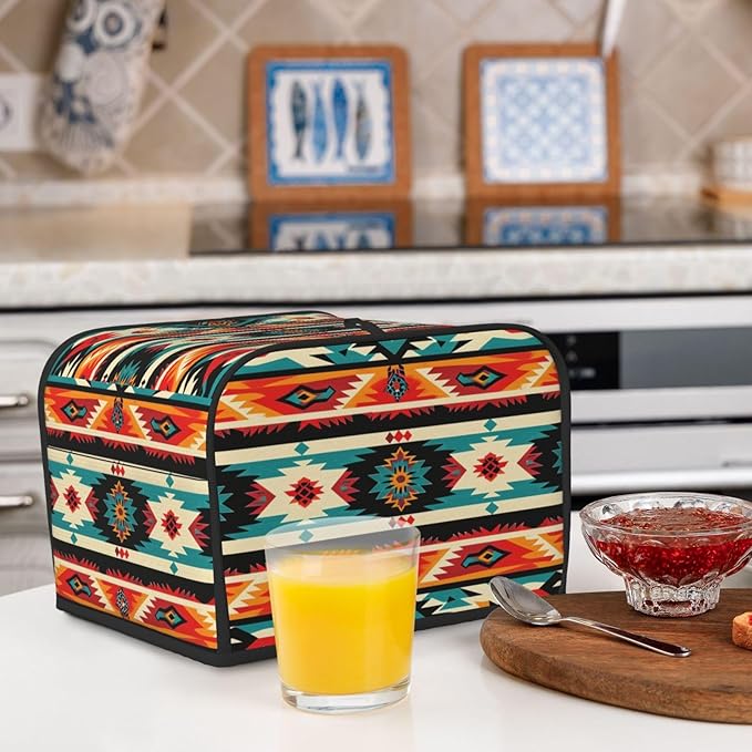 Traditional Mexican Covers for 4 Slice Toasters,Cute Country Bread Machine Cover with Handle,Washable Stain Resistant Kitchen Small Appliance Cover Dining Decor