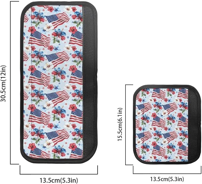 American Flag Hibiscus Flowers 6 Pcs Refrigerator Door Handle Covers for July 4th Independence Day Decor Kitchen Appliance Fridge Dishwashers Microwave Door Handle Protector Covers