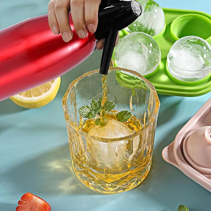 Soda Siphon 1L Portable Soda Maker Sparkling Water Maker for Home & Outdoor, Aluminium Carbonated Water Machines, Seltzer Water Maker for Making Soda,Cocktails, Use 8g CO2 Cartridges (Not Included)