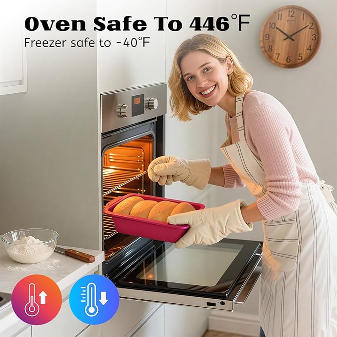 Bread Pans for Homemade Bread：9.5 x 5 Inch Silicone Loaf Pan for Baking with Metal Frame - Nonstick Banana Loaf Tin Tray for Sandwich Sourdough Pumpkin Sour Dough - for Oven Kitchen Home Bakers