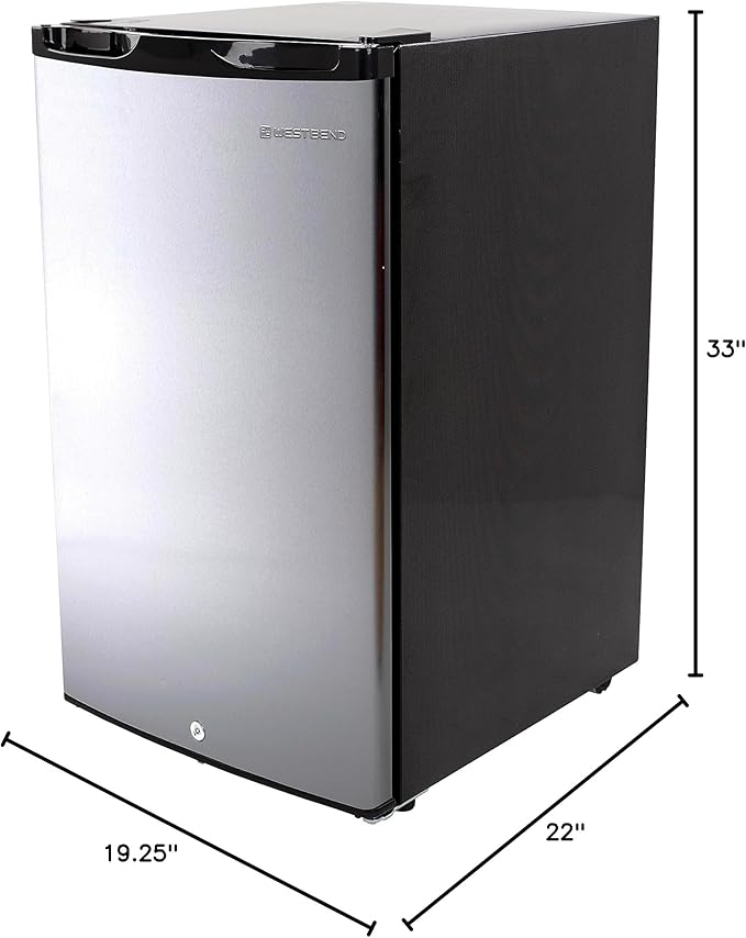 West Bend Mini Fridge Compact Refrigerator for Home Office or Dorm, Auto Defrost with Reversible Door, Energy Star Rated, 4.4-Cu.Ft., Metallic