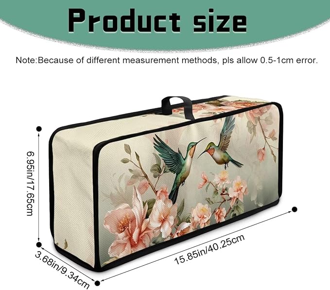 Hummingbird Floral Toaster Cover 2 Slice, Water-Resistant 2 Slice Slim Toaster Cover Protective Dust Covers for Kitchen Appliances, Easy to Fold and Store